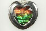 Gorgeous Heart-Shaped Ammolite Pendant - Sterling Silver #205905-1